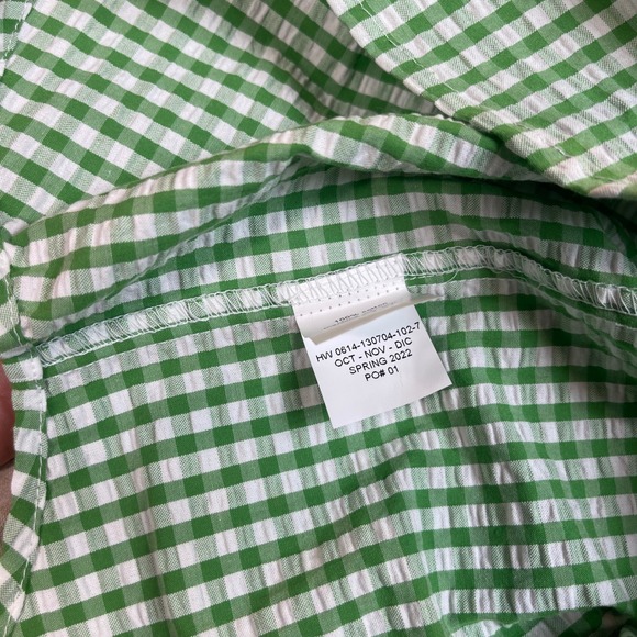 Little English Boys Gingham Button Down Shirt Green White Size 7 100% Cotton - Picture 11 of 14